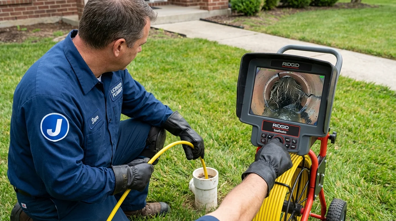Sewer camera inspection being performed by Johns Plumbing LLC in Clarendon